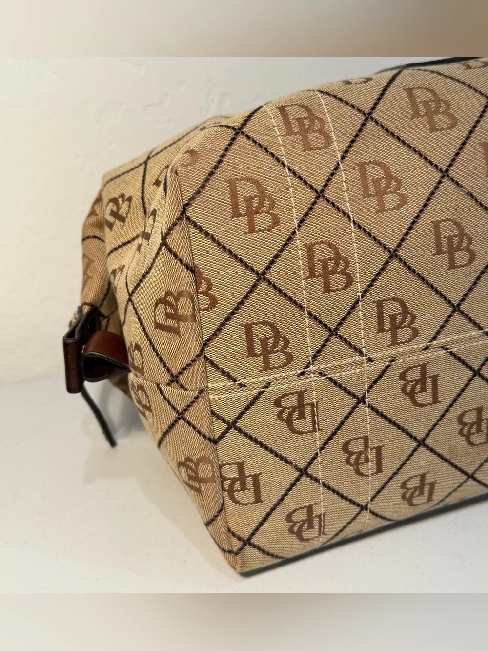 Vintage Dooney & Bourke Signature Monogram Canvas Small Duffle Satchel